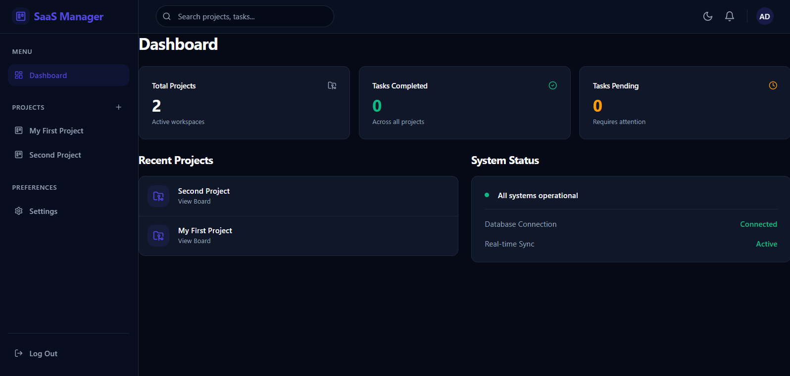 SaaS Management Dashboard